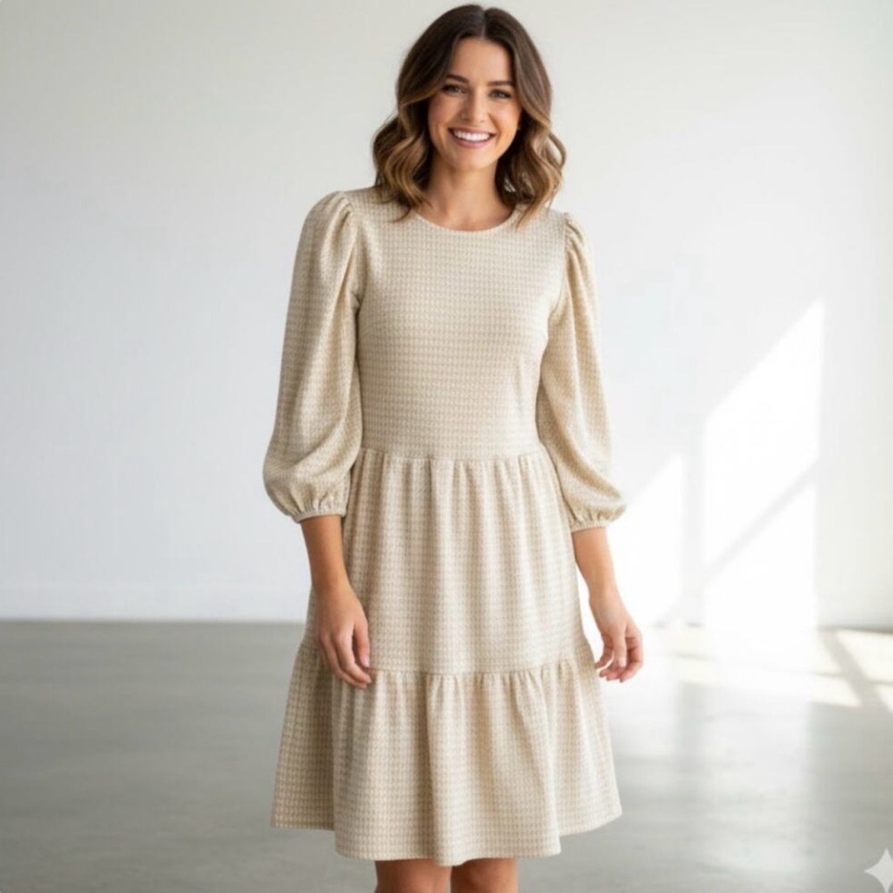 Draper James RSVP Puff Sleeve Tiered Dress w Pockets - M Medium EUC